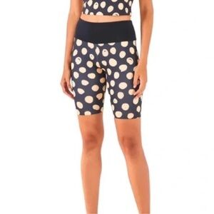 NWT Adidas X Farm Rio Biker Shorts Polka Dots Blue Cream Medium